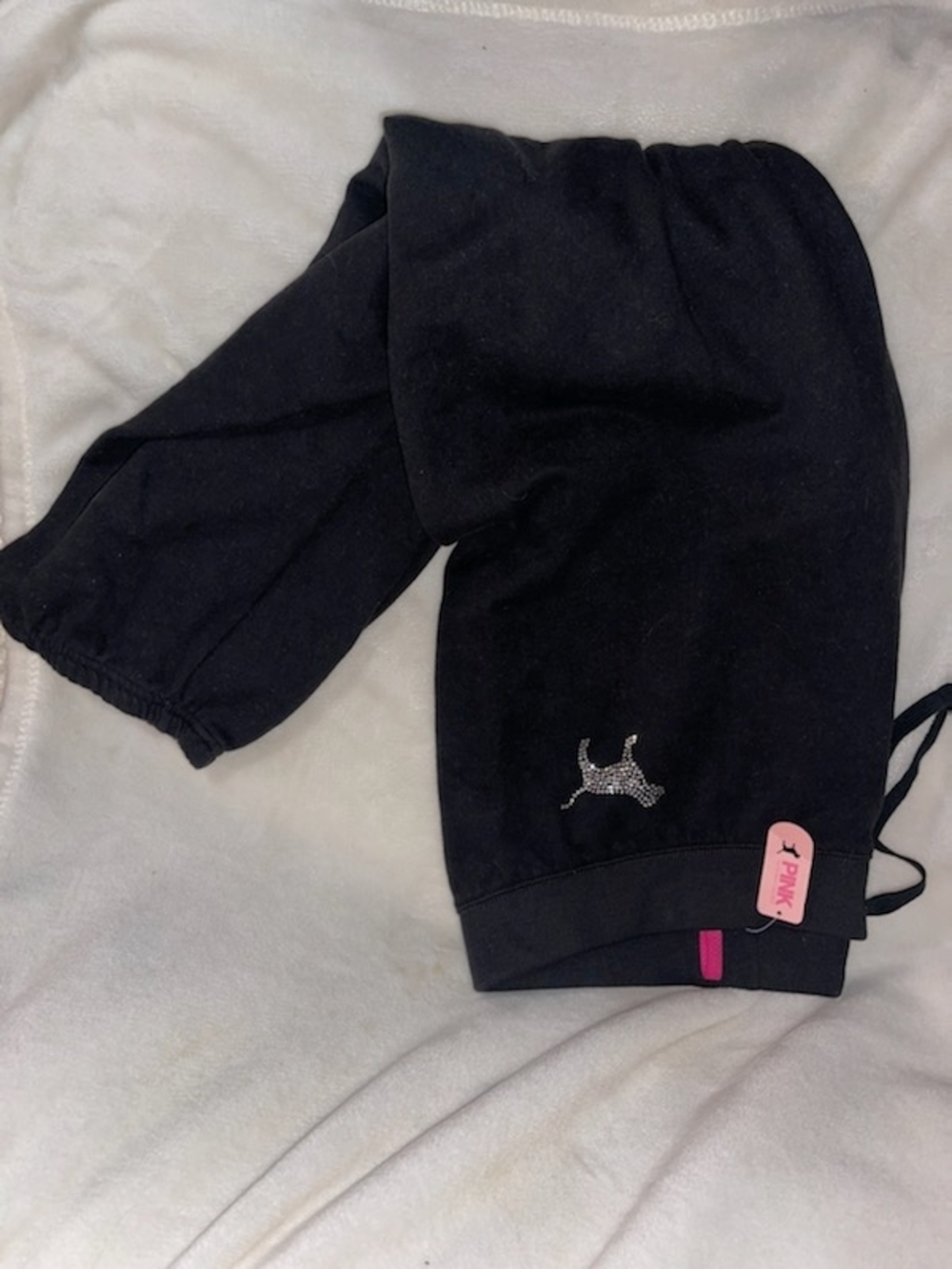 PINK Victoria's Secret Black Sweats with Silver Glitter Logo - Picture 2 of 2